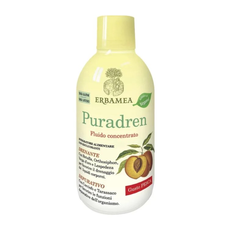Erbamea Puradren Integratore Drenante Gusto Pesca 500ml Senza Glutine Erbamea Puradren Integratore Drenante Gusto Pesca 500ml Senza Glutine