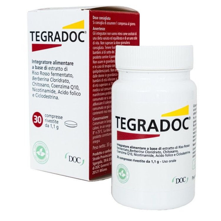 Doc Generici Tegradoc Integratore Alimentare per Colesterolo e Cardiovascolare, 30 Compresse