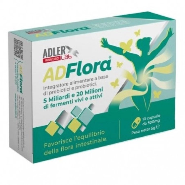 Adler Lab Adflora Integratore Alimentare Prebiotici e Probiotici - 10 Capsule