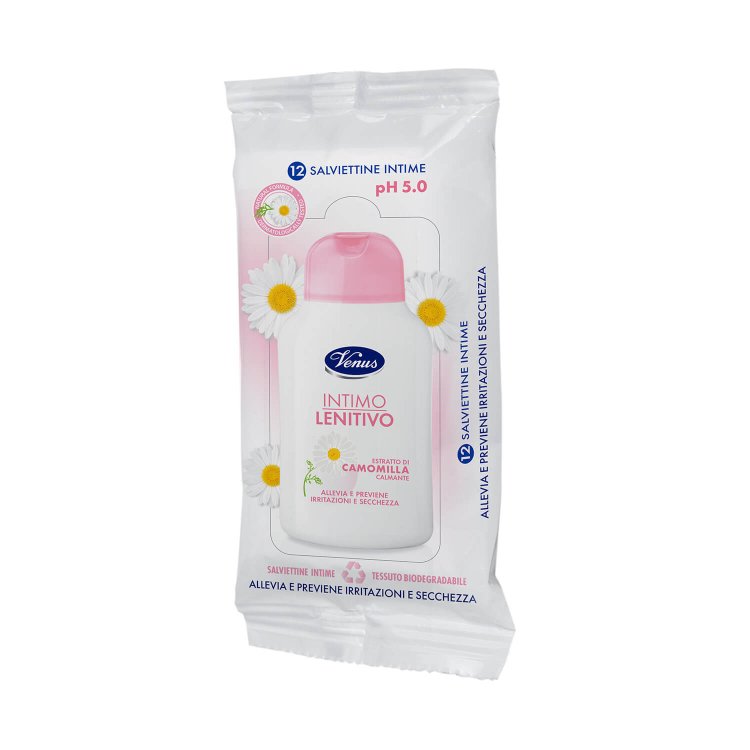 Venus Salviette Intime Lenitive Igiene con Camomilla - 12 Pezzi