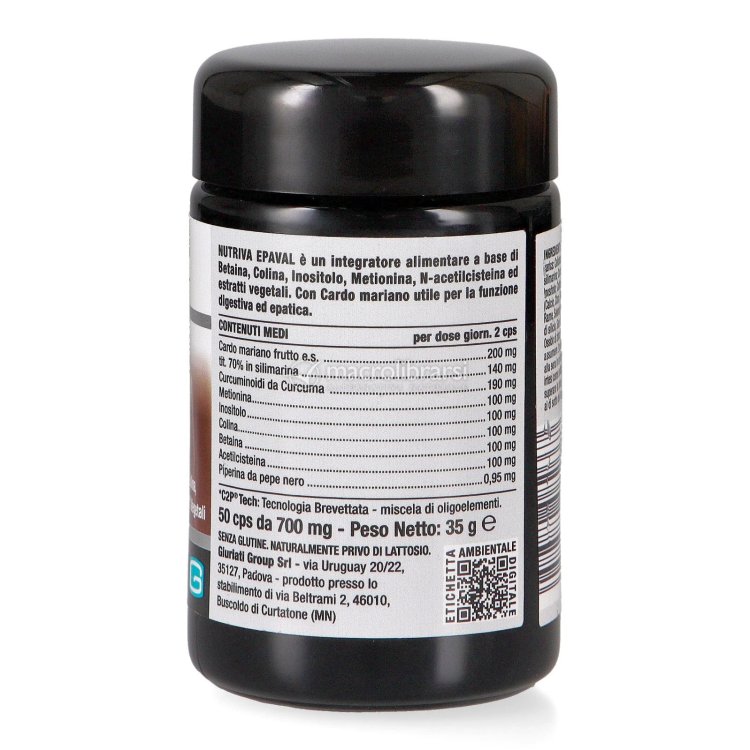 Nutriva Epaval Integratore per Fegato con Cardo Mariano e Curcuma 50 Capsule