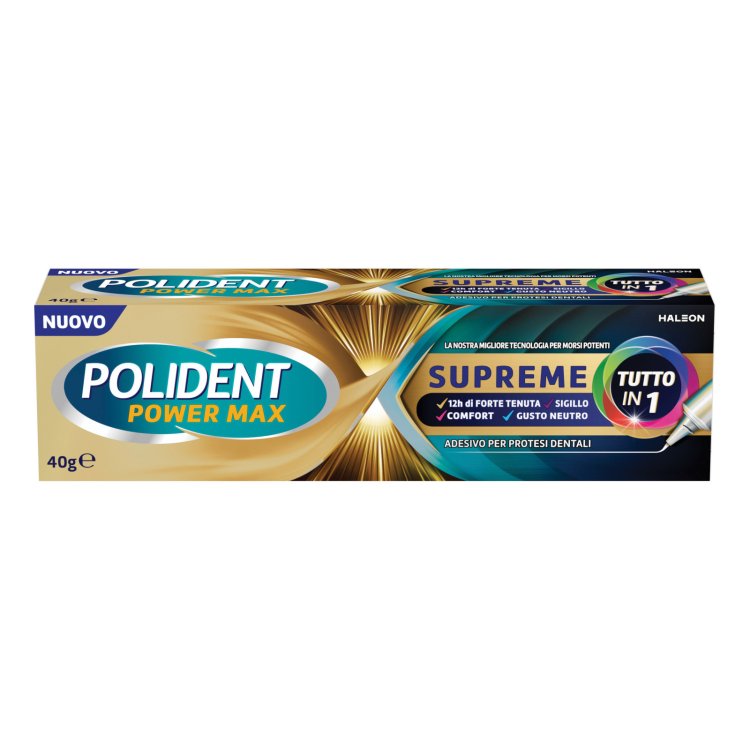 Polident Power Max Supreme Crema Adesiva per Protesi Gusto Neutro 40g