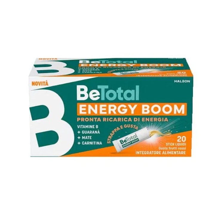 Be-Total Energy Boom Integratore Energetico Ricarica Energia Frutti Rossi 20 Stick