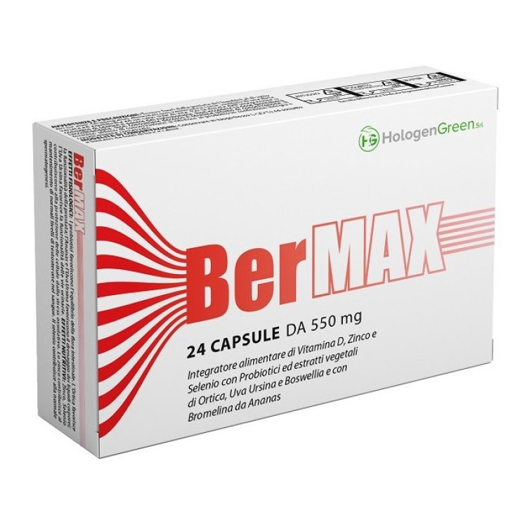 Hologengreen BerMAX 24 Capsule, Integratore per Prostata e Vie Urinarie