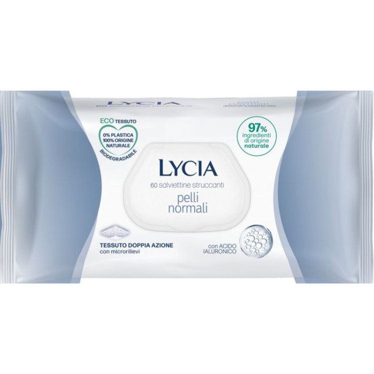 Lycia Salviettine Struccanti Pelli Normali con Acido Ialuronico 60 Pezzi Lycia Salviettine Struccanti Pelli Normali con Acido Ialuronico 60 Pezzi