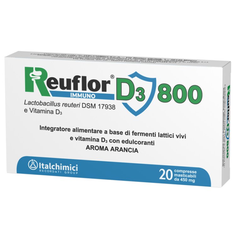 Reuflor D3 800 - Integratore per l'equilibrio della flora intestinale - 20 compresse masticabili