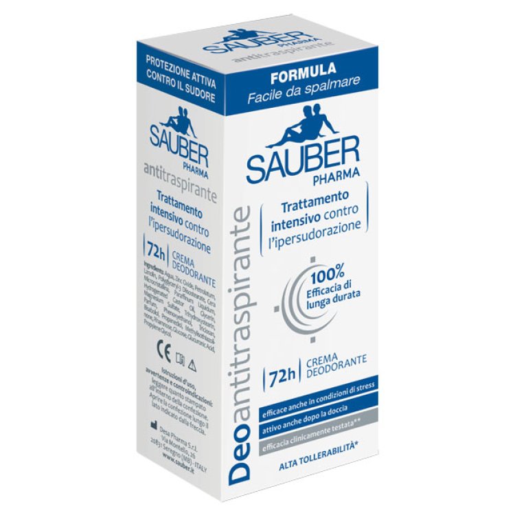 Sauber Crema Deodorante Antitraspirante 72 ore - Trattamento intensivo contro l'ipersudorazione - 30 ml