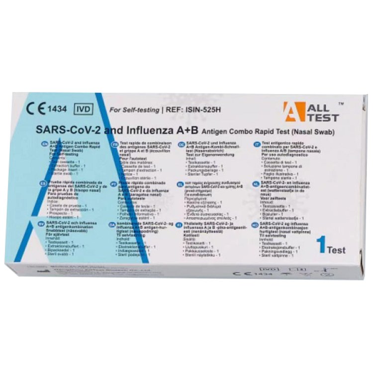 SARS-COV-2 & Influenza A+B Self Test - Test rapido per Covid e influenza - 1 tampone rapido nasale