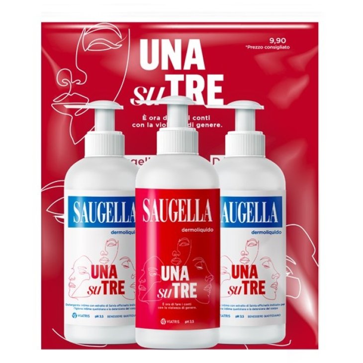 Saugella Bundle Dermoliquido Una su tre - Detergente intimo per le donne in età fertile - Confezione speciale 3x200 ml