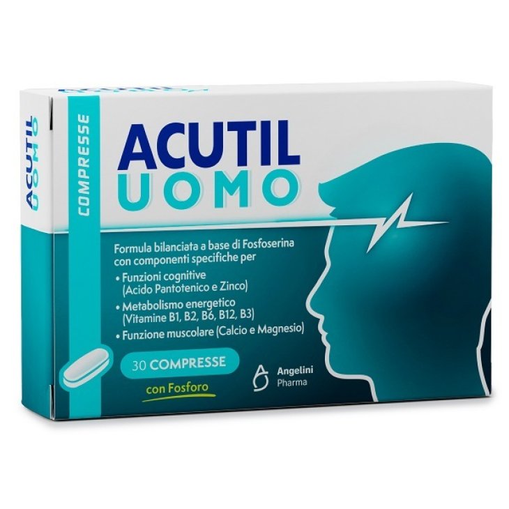 Acutil Uomo - Integratore multivitaminico per il benessere fisico e mentale degli uomini - 30 compresse