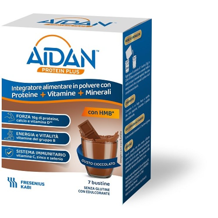 Aidan Protein Plus - Integratore alimentare con proteine, vitamine e minerali - Gusto Cioccolato - 7 Buste