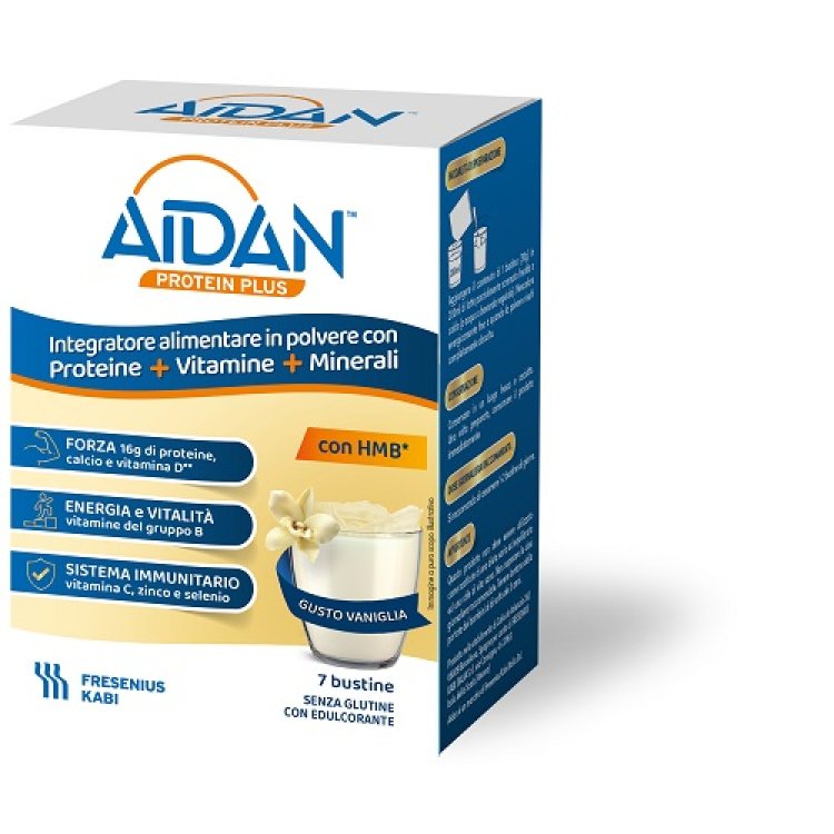 Aidan Protein Plus - Integratore alimentare con proteine, vitamine e minerali - Gusto Vaniglia - 7 Buste