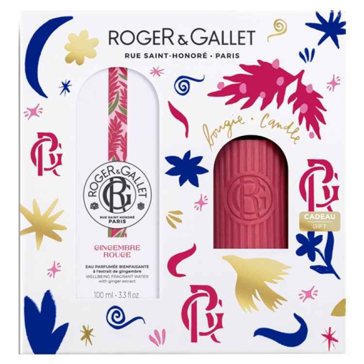 Roger & Gallet Cofanetto di Natale 2024 Gingembre Rouge - Acqua profumata 100 ml + Candela profumata 75 g