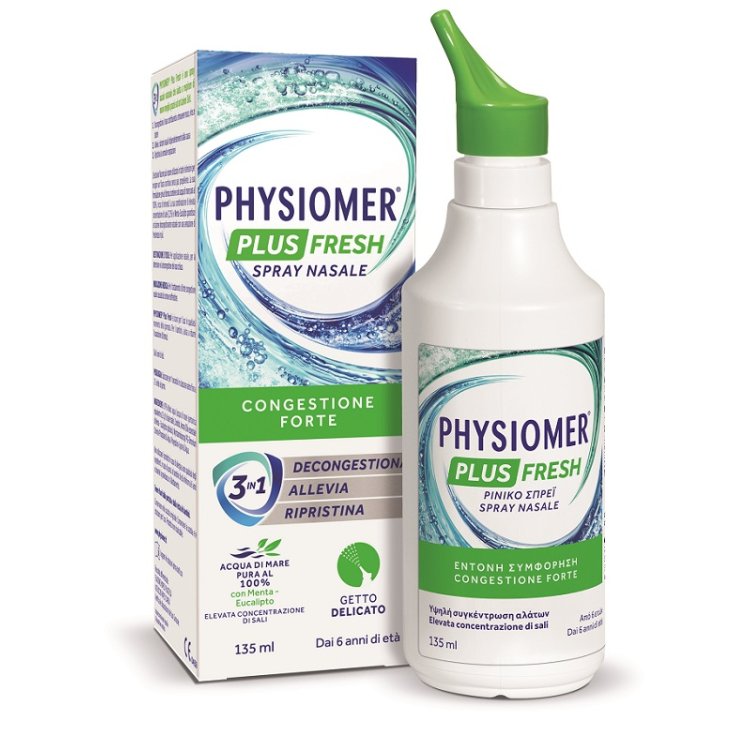 Physiomer Plus Fresh Spray Nasale - Spray per igiene nasale e naso chiuso - 135 ml