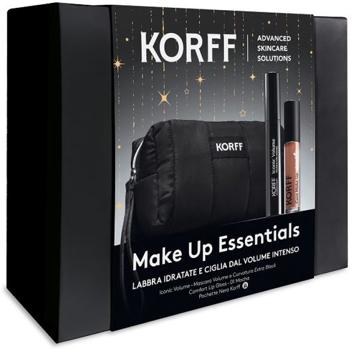 Korff Cofanetto di Natale 2025 Make up Essentials 01 - Mascara Iconic volume + Lipgloss smile 01 Mocha + pochette