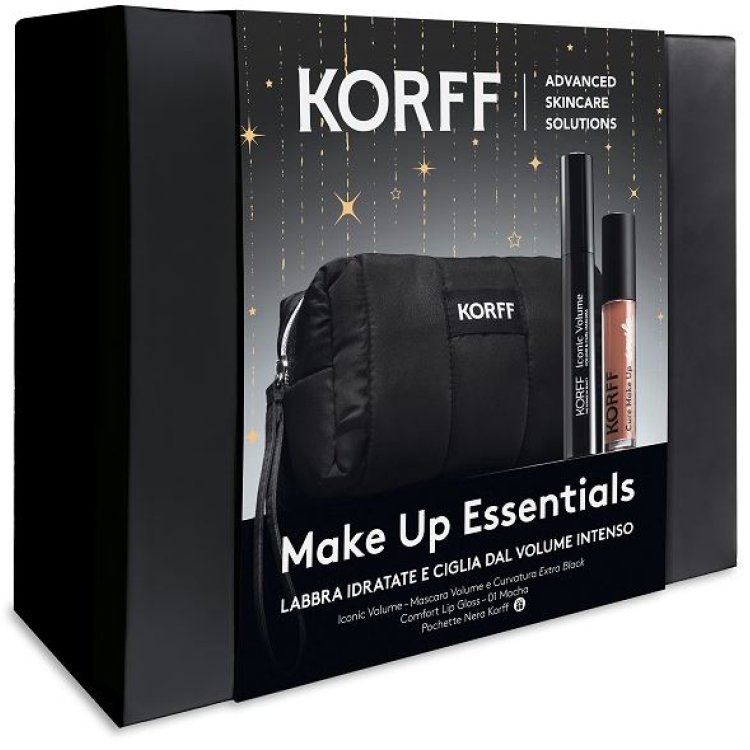 Korff Cofanetto di Natale 2025 Make up Essentials 01 - Mascara Iconic volume + Lipgloss smile 01 Mocha + pochette