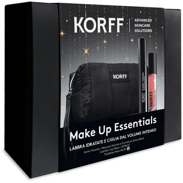 Korff Cofanetto di Natale 2025 Make up Essentials 02 - Mascara Iconic volume + Lipgloss smile 02 Rose + pochette