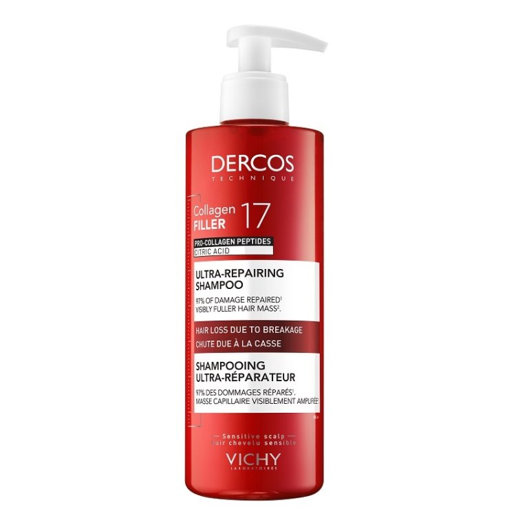 Dercos Collagen 17 Filler Shampoo Ultra riparatore - Shampoo anticaduta per capelli forti e voluminosi - 400 ml
