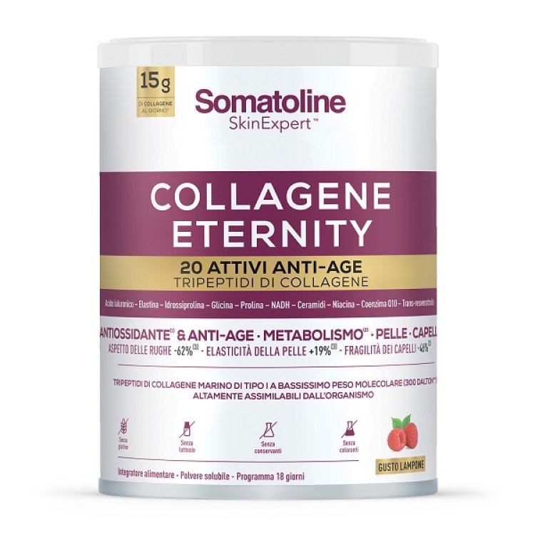 Somatoline Skin Expert Collagene Eternity - Integratore alimentare anti-age per pelle e capelli - Gusto Lampone - 309 g