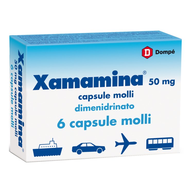 Xamamina - Contro il mal di mare, auto, treno e aereo - 6 capsule molli 50 mg