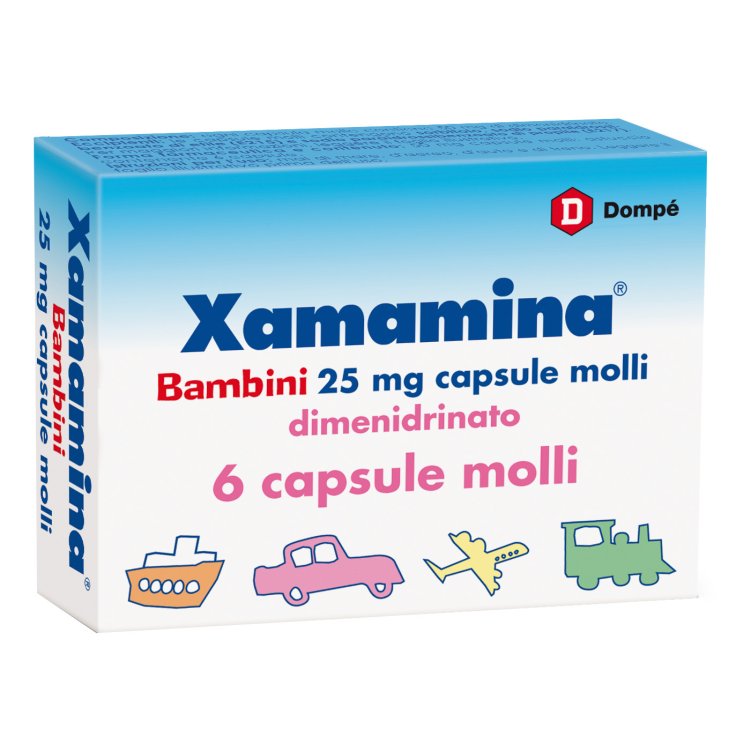 Xamamina Bambini - Contro il mal di mare, auto, treno e aereo - 6 Capsule 25 mg