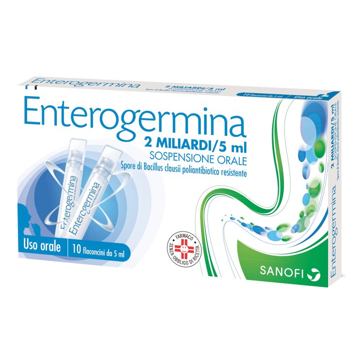 Enterogermina 2 Miliardi - Equilibrio della flora batterica intestinale - 10 flaconcini da 5 ml