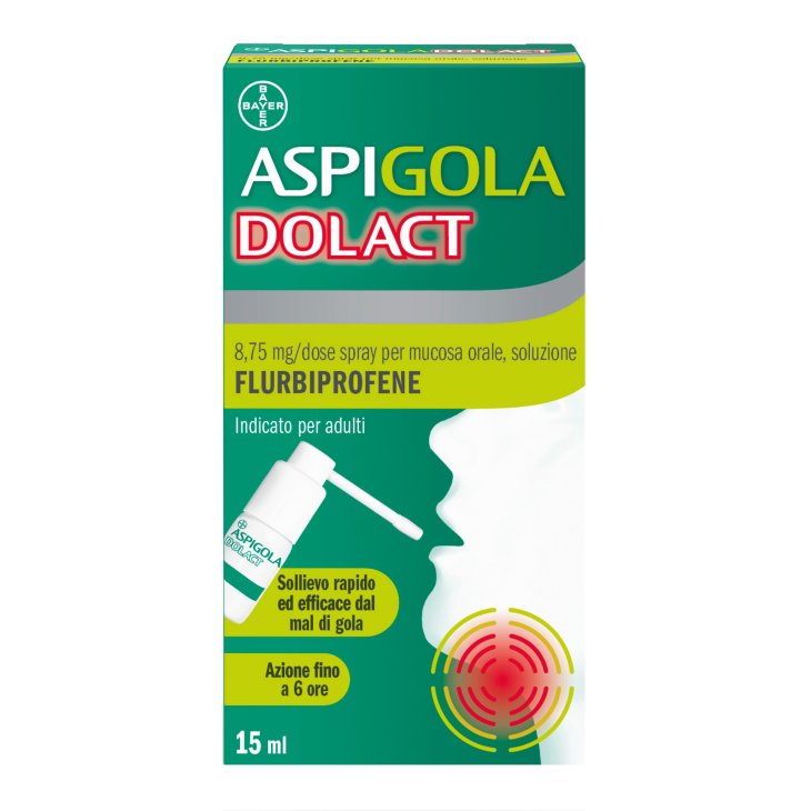 Aspi Gola Dolact Spray - Spray antinfiammatorio per mal di gola - 15 ml