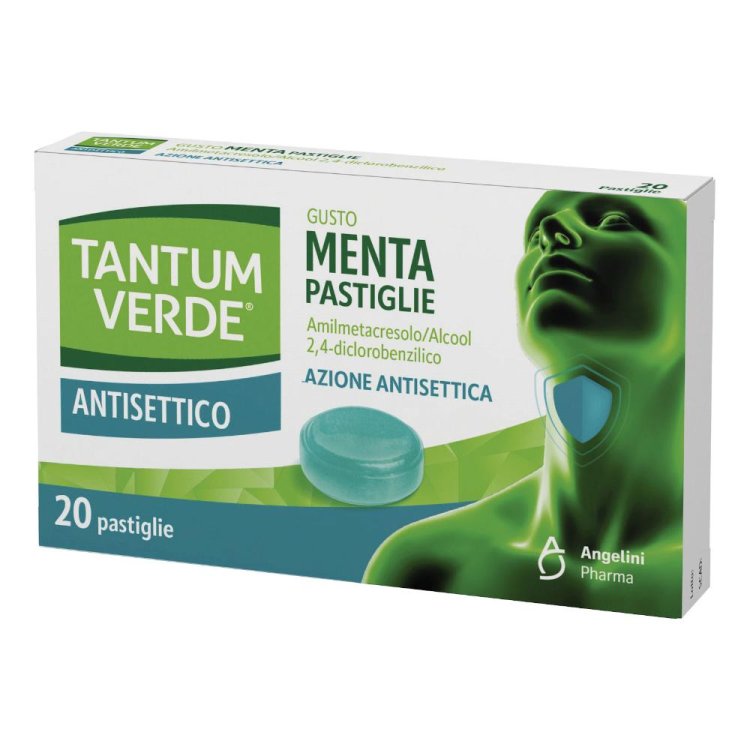 Tantum Verde Antisettico - Caramelle per alleviare il mal di gola - 20 pastiglie gusto menta