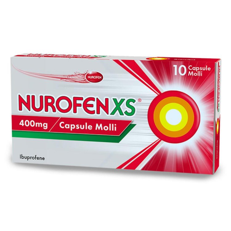 Nurofenxs - Ibuprofene 400 mg per un rapido sollievo dal dolore - 10 capsule molli facili da deglutire
