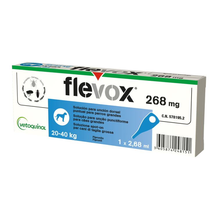 Flevox Spot-On Cani 1 Pipetta Antiparassitaria per Cani dai 20 ai 40 Kg