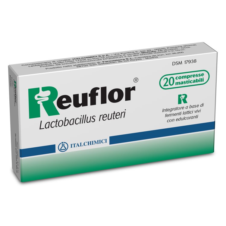 Reuflor - Integratore per l'equilibrio della flora intestinale - 20 compresse masticabili