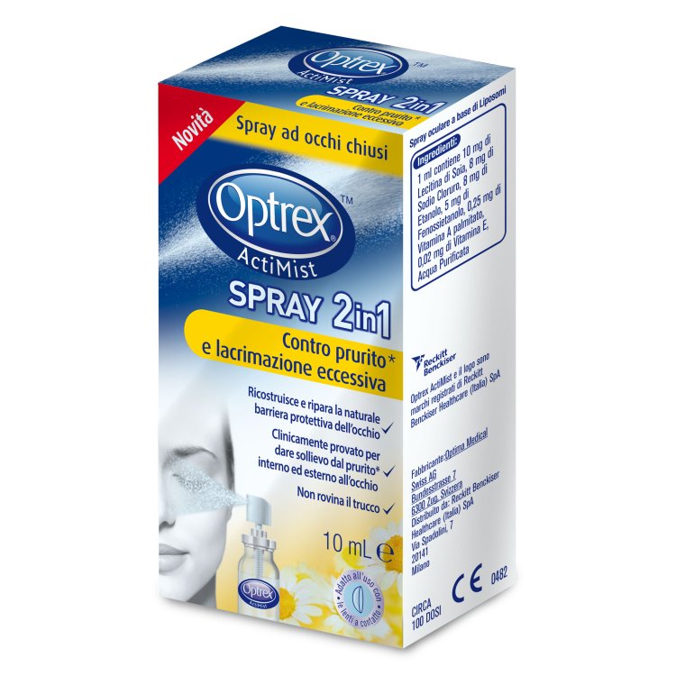Optrex Actimist 2 in 1 Collirio Spray Lenitivo anti prurito e lacrimazione eccessiva 10 ml