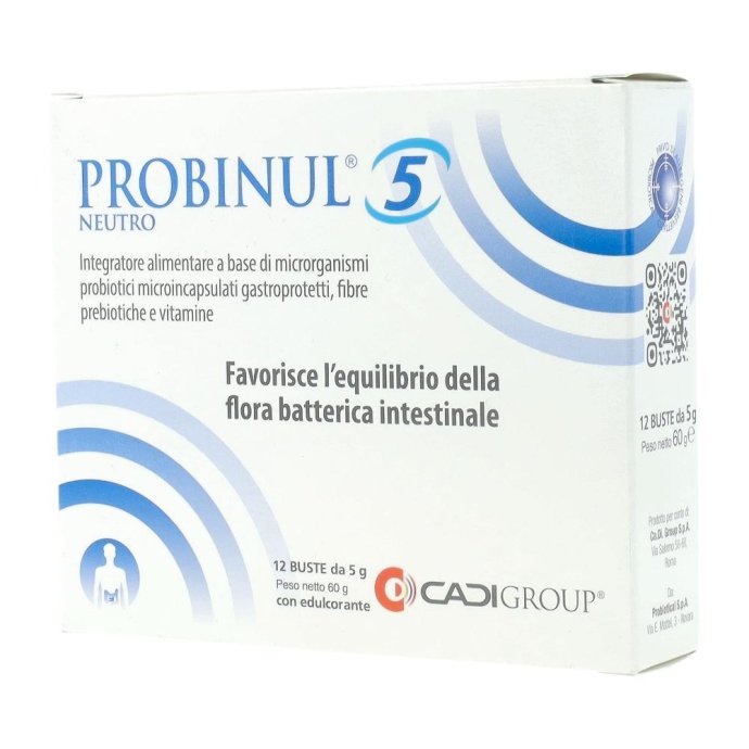 Probinul 5 Neutro - Integratore per l'equilibrio della flora batterica intestinale - 12 buste