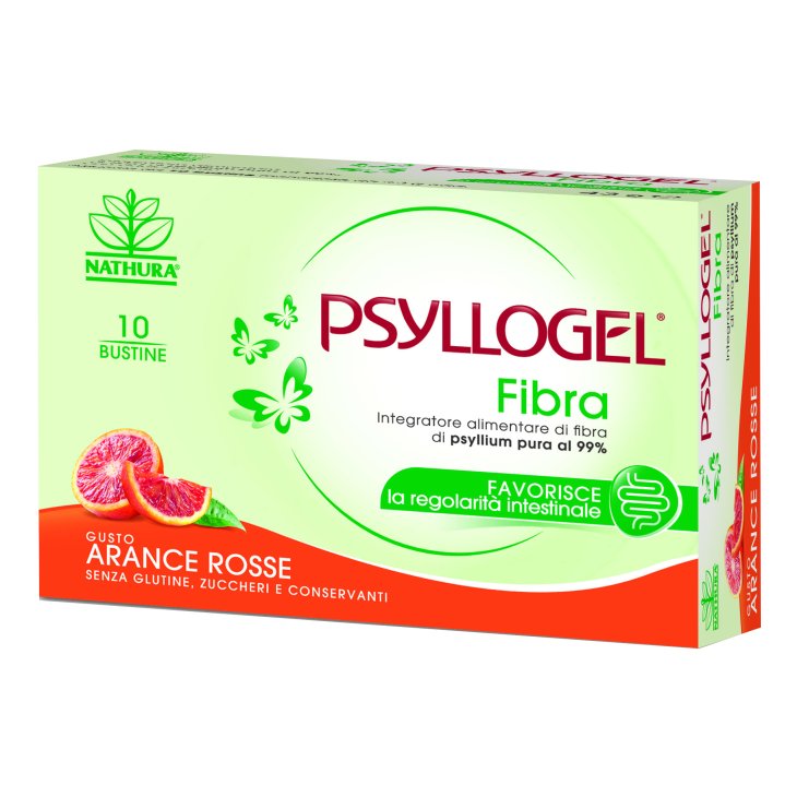 Psyllogel Fibra - Integratore per la regolarità intestinale - Gusto Arance Rosse - 10 bustine