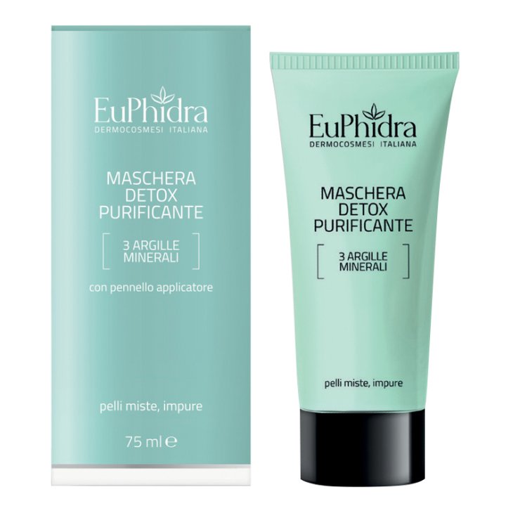 Euphidra Maschera Detox Purificante Viso - Maschera all'argilla per pelle mista e impura - 75 ml