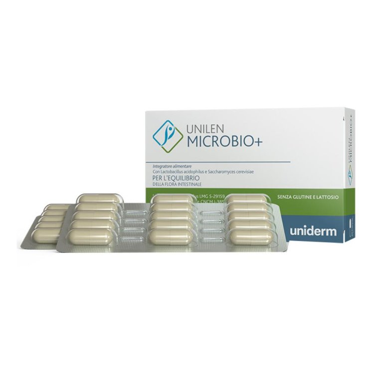 Unilen Microbio+ - Integratore per l'equilibrio della flora batterica - 30 capsule (15 giorno e 15 notte)