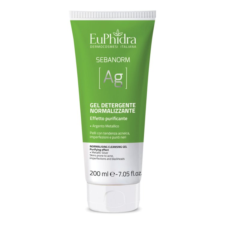Euphidra Sebanorm Ag Gel Detergente Normalizzante Viso - Detergente purificante per pelle con imperfezioni e a tendenza acneica - 200 ml