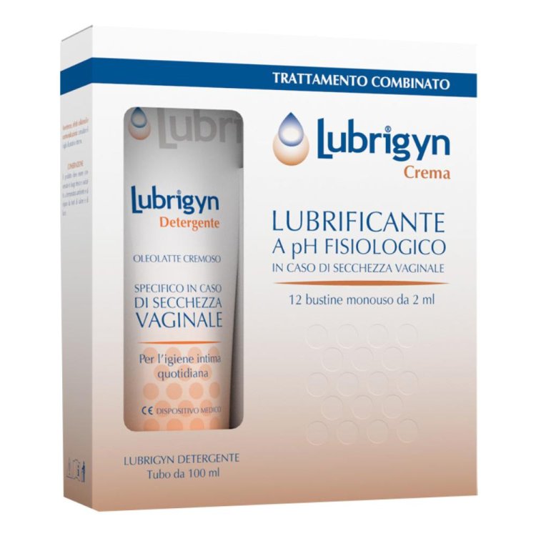 Lubrigyn Kit Crema + Detergente - Contro la secchezza vaginale ed i fastidi intimi - Tubo da 100 ml + 12 bustine monouso