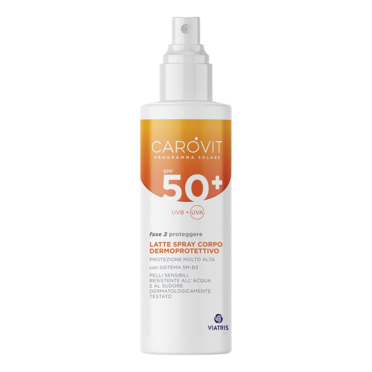 Carovit Solare Latte Spray Corpo Dermoprotettivo SPF50+ - Protezione solare molto alta per pelle sensibile - 200 ml Carovit Solare Latte Spray Corpo Dermoprotettivo SPF50+ - Protezione solare molto alta per pelle sensibile - 200 ml