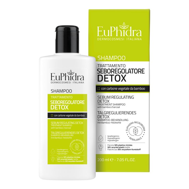 Euphidra Shampoo Seboregolatore Detox - Shampoo trattante per capelli grassi - 200 ml