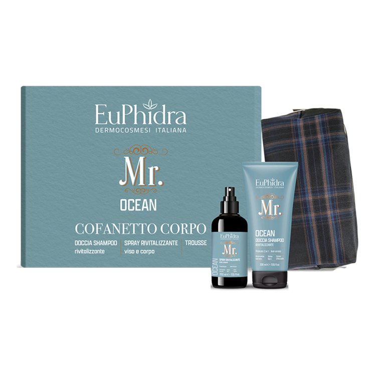 Euphidra Cofanetto di Natale Uomo Mr Ocean - Doccia shampoo rivitalizzante + Spray viso corpo  + Trousse