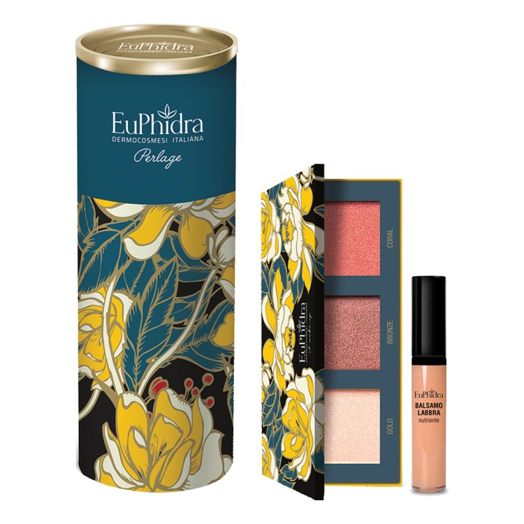 Euphidra Cofanetto di Natale Perlage - Kit Make Up - Palette viso illuminante + Balsamo labbra