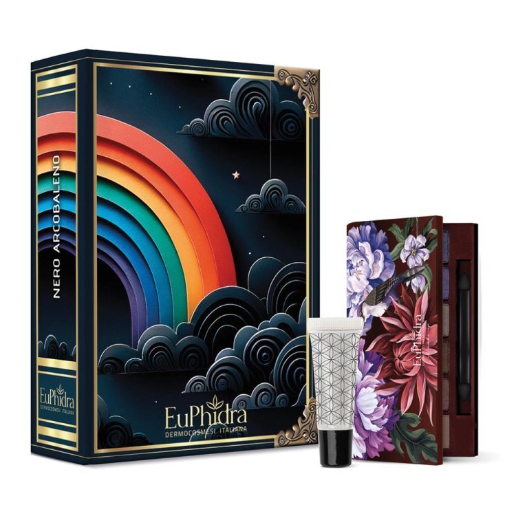 Euphidra Cofanetto di Natale Nero Arcobaleno - Palette Occhi Les Fleurs D’hiver + Spotlight Gloss 10 ml