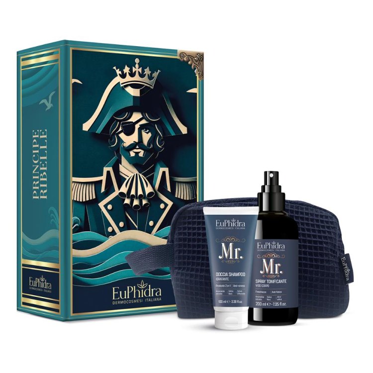 Euphidra Cofanetto di Natale Principe Ribelle - Doccia shampoo anti-stress 100 ml + Spray tonificante 200 ml + Pochette