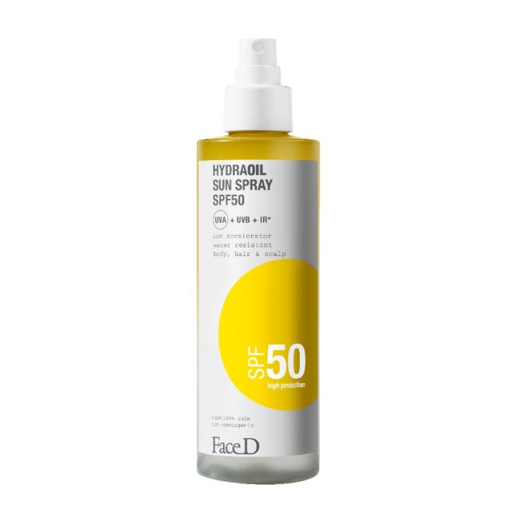 FaceD Hydraoil Spray Solare SPF50 - Olio solare protettivo per corpo e capelli - 200 ml