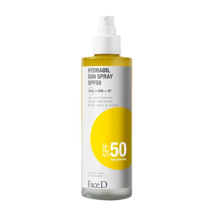 FaceD Hydraoil Spray Solare SPF50 - Olio solare protettivo per corpo e capelli - 200 ml