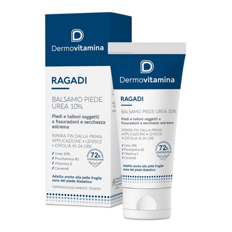 Dermovitamina Ragadi Balsamo Piedi Urea 10% - Balsamo idratante per piedi e talloni secchi - 75 ml