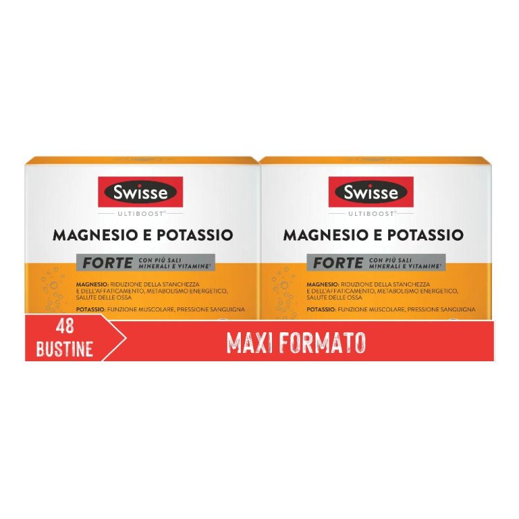 Swisse Magnesio e Potassio Forte - Integratore alimentare con vitamine e sali minerali - Confezione bipack - 48 bustine