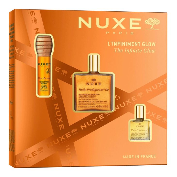 Nuxe Cofanetto di Natale 2025 Luminosità Infinita - Olio prodigioso oro 50 ml + Reve de Miel gloss labbra + Olio prodigioso 10 ml Nuxe Cofanetto di Natale 2025 Luminosità Infinita - Olio prodigioso oro 50 ml + Reve de Miel gloss labbra + Olio prodigioso 10 ml