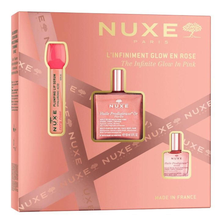 Nuxe Cofanetto di Natale 2025 Luminosità infinita in rosa - Olio Prodigioso Oro Floreale 50 ml + Olio Prodigioso Floreale 10 ml + Siero labbra rimpolpante Nuxe Cofanetto di Natale 2025 Luminosità infinita in rosa - Olio Prodigioso Oro Floreale 50 ml + Olio Prodigioso Floreale 10 ml + Siero labbra rimpolpante
